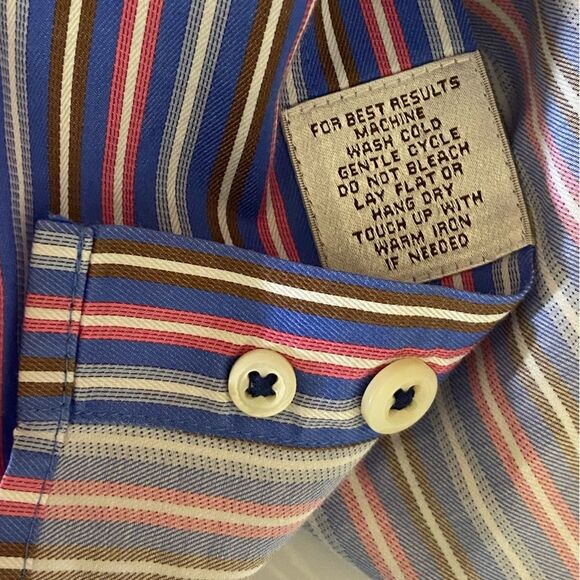 Peter Millar - Multicolor Striped Button Down Shirt - size MEDIUM  **STAIN - Picture 4 of 8